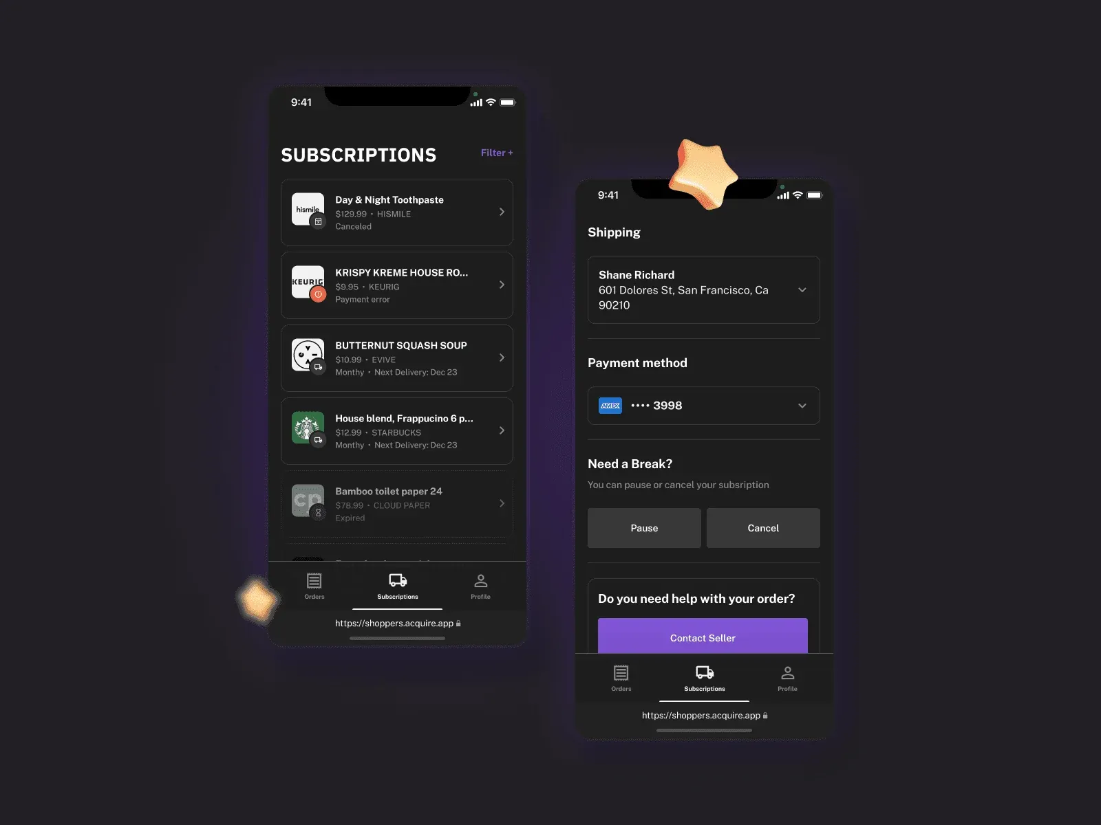 Acquire checkout concepts